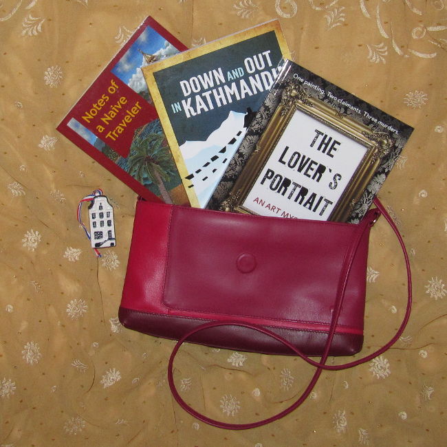 The Lover's Portrait, Notes of a naive Traveler, Down and Out in Kathmandu Mystery Art Theft Crime Fiction Travelogue Books in My Handbag